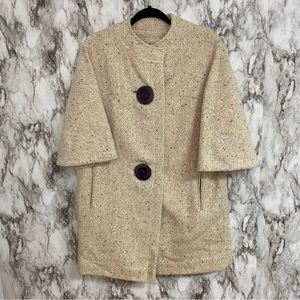 Vintage 50's Elite Juniors by Luba Cream 3/4 Sleeve Wool Lined Swing Coat